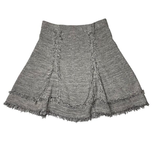 Nic + Zoe Women's Skirt Sz S  Gray Fringe Knit A-Line Women's Cotton Blend Stret - Picture 1 of 11